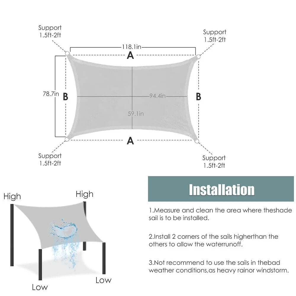 Cream Waterproof Triangle Shade Sail D417