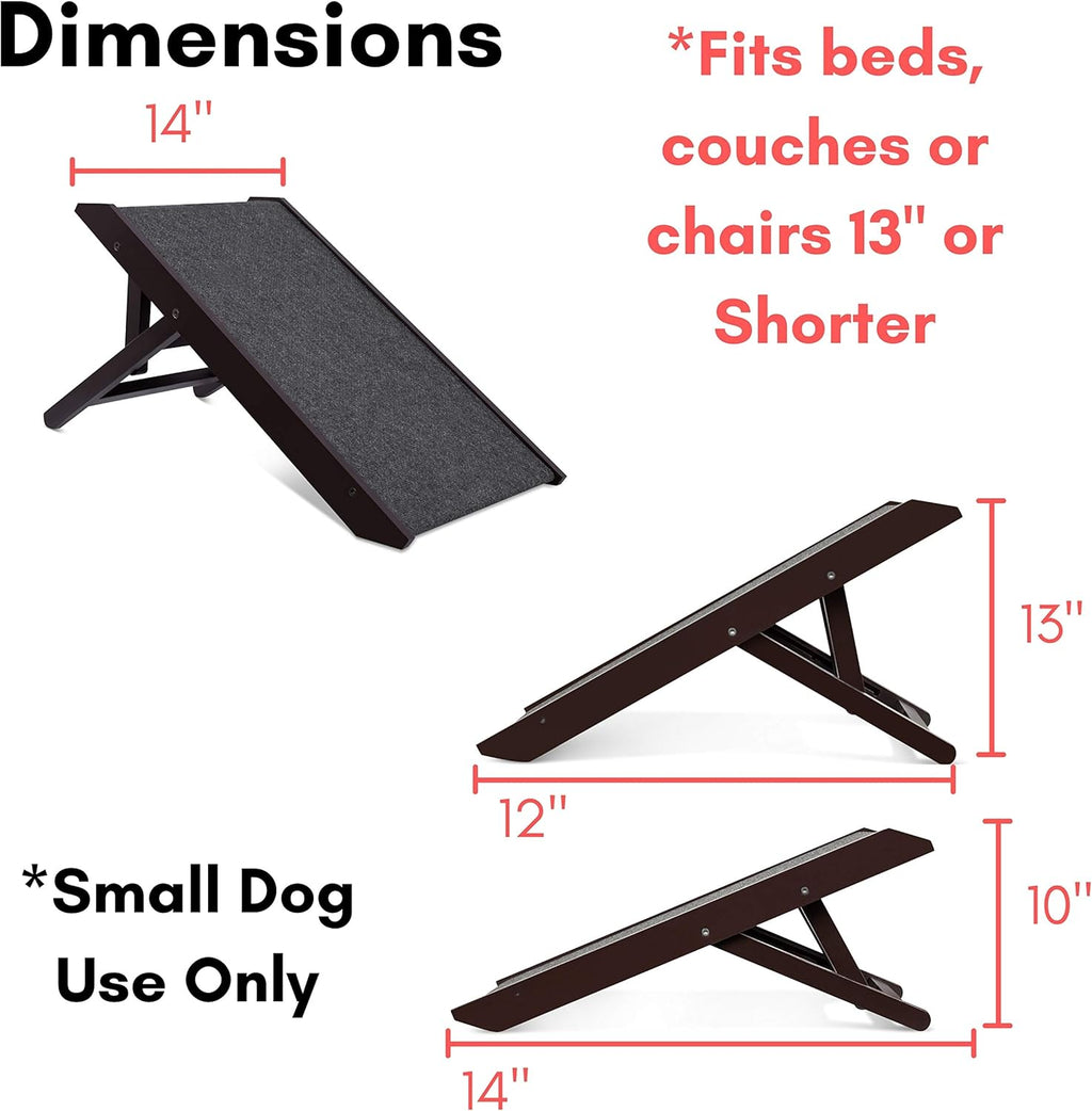 Espresso 13 Wooden Folding Dog Ramp with Carpet D570881