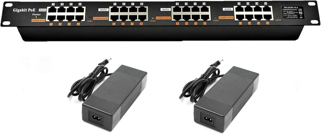 16 Port Gigabit Passive Power Over Ethernet Injector with 48 Volt Power Supply X21131