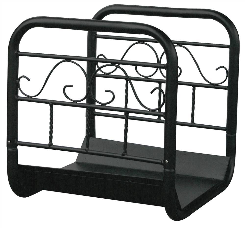 Large Black Wrought Iron Log Rack with Wheel and Removable Cart R8285