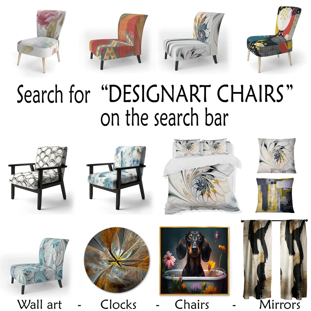 Pink Flowers Abstract Modern Art Upholstered Accent Chair and Arm Chair L974