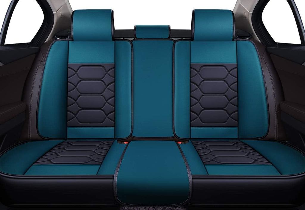 Leather Car Seat Covers, Faux Leatherette Universal Fit Set (Front Pair, Black&Orange) V896