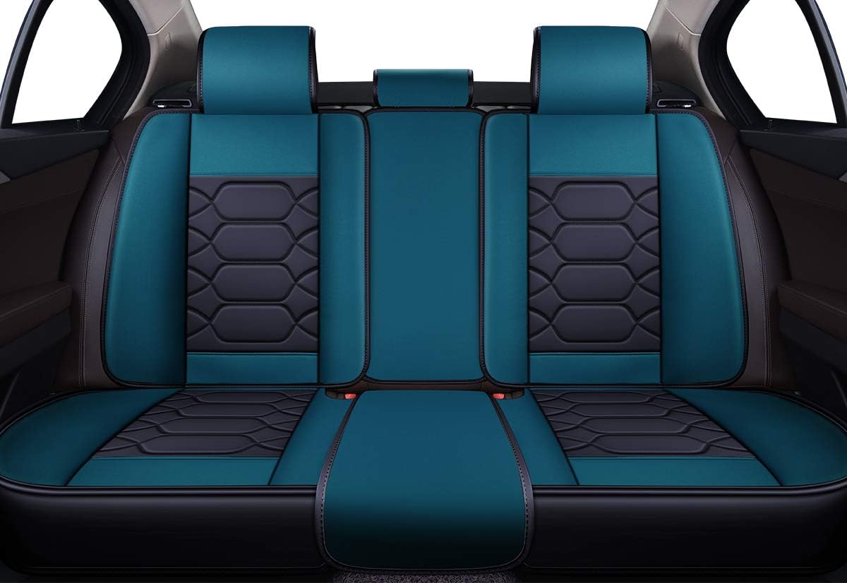 Leather Car Seat Covers, Faux Leatherette Universal Fit Set (Front Pair, Black&Orange) V896