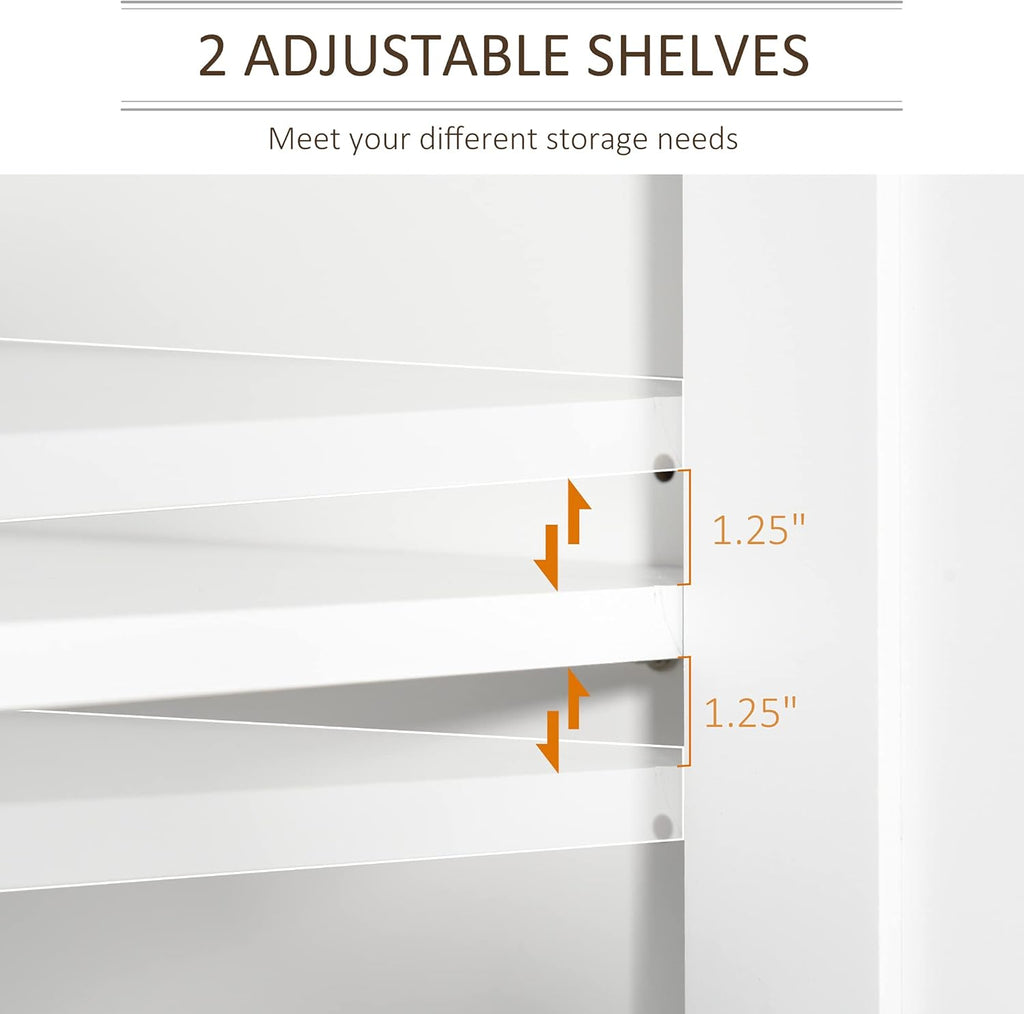 White Freestanding Bathroom Storage Cabinet with 2 Cupboards H113