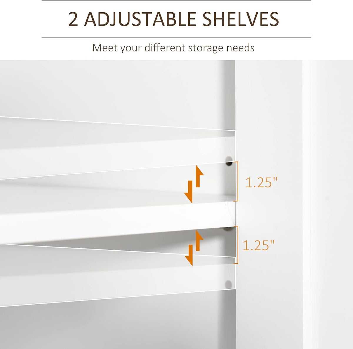 White Freestanding Bathroom Storage Cabinet with 2 Cupboards H113