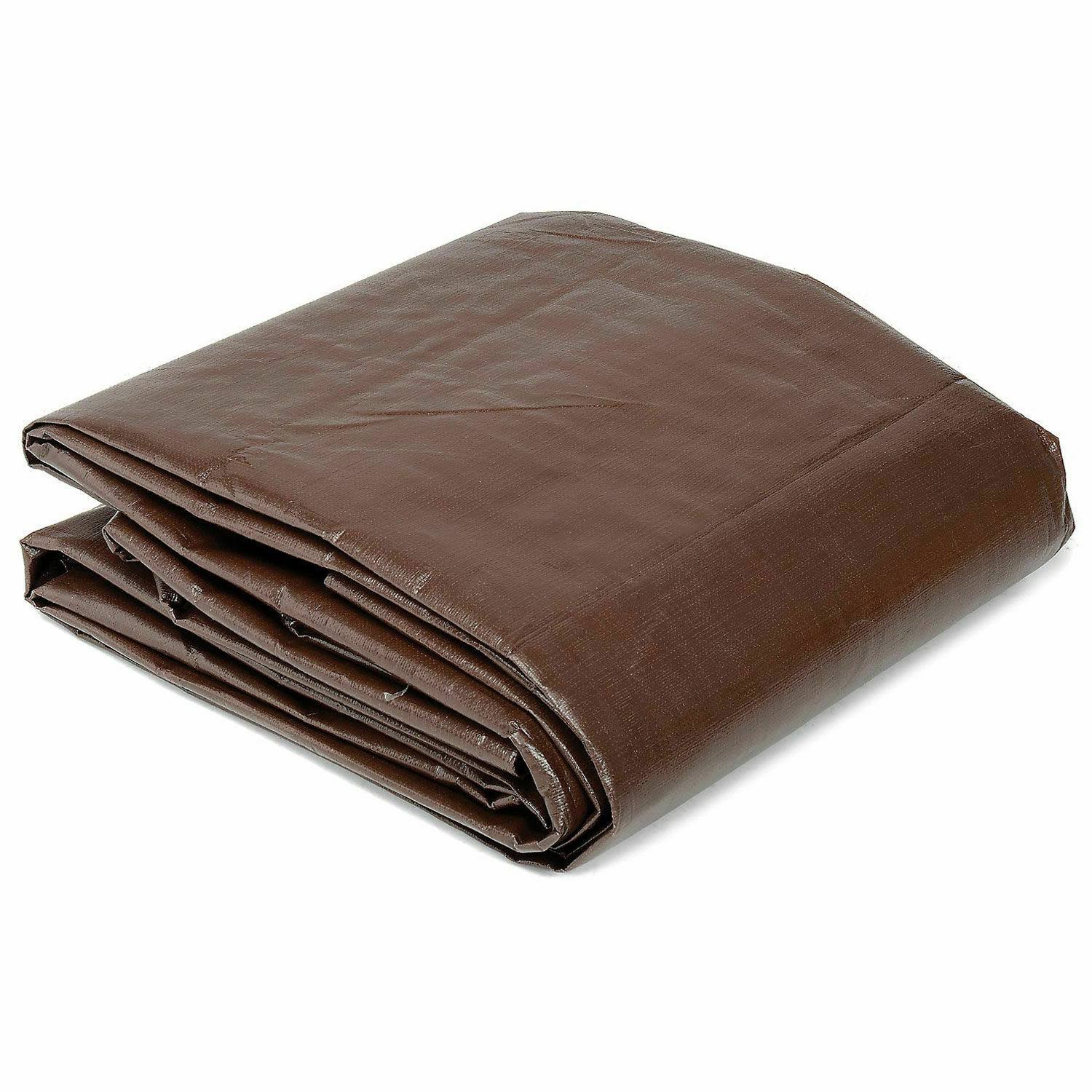 20' x 20' Super Heavy Duty 8 oz. Brown Tarp W5052