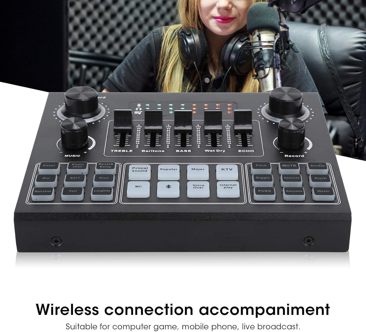 Bluetooth Sound Card Audio Mixer with Voice Change X8405
