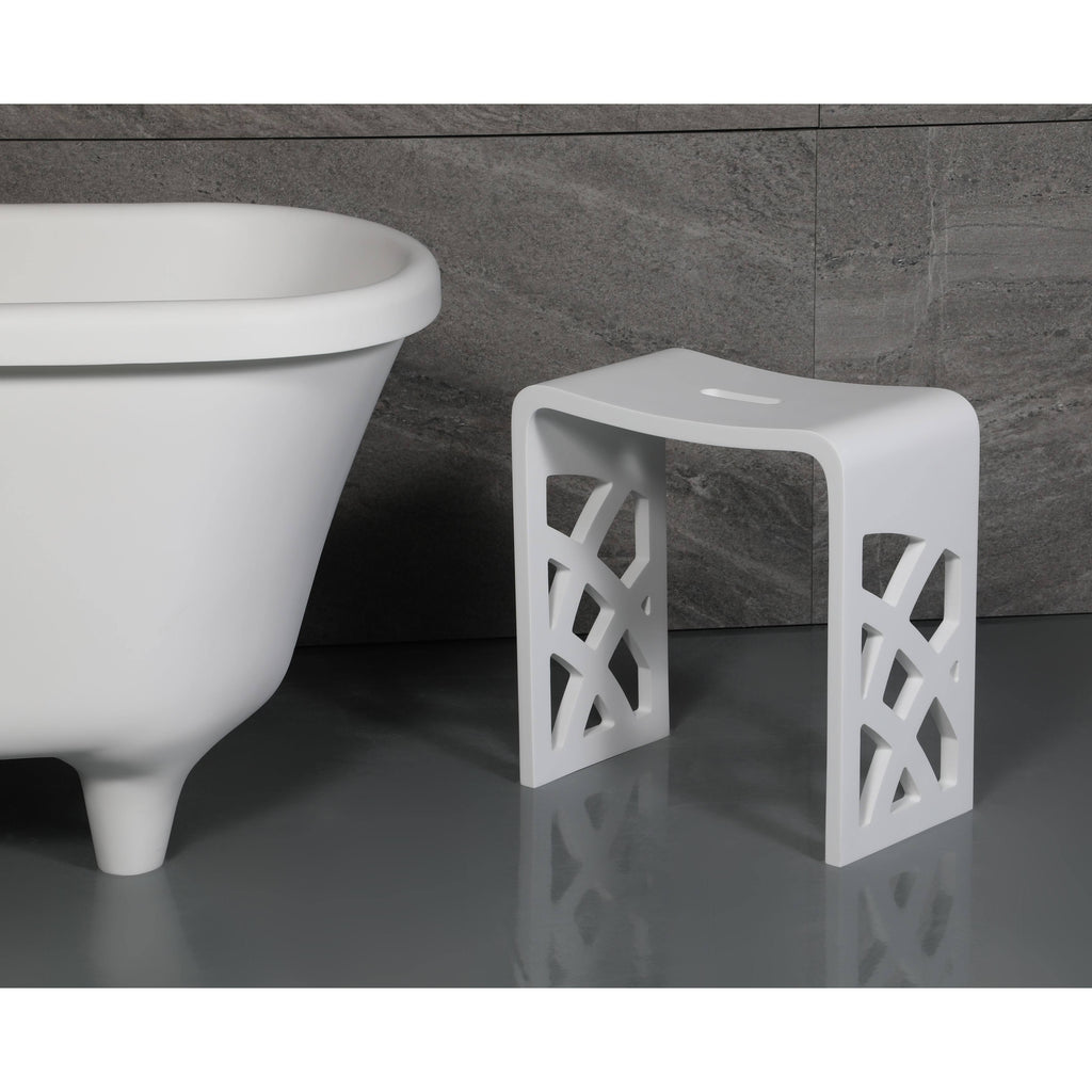 White Matte Bathroom Shower Stool C355251