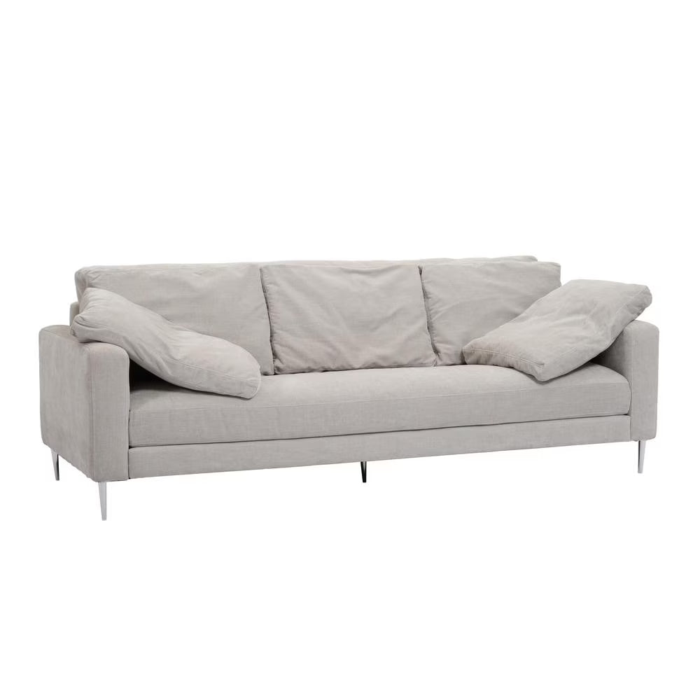 Light Grey Textured Velvet Lounge Sofa Z962215
