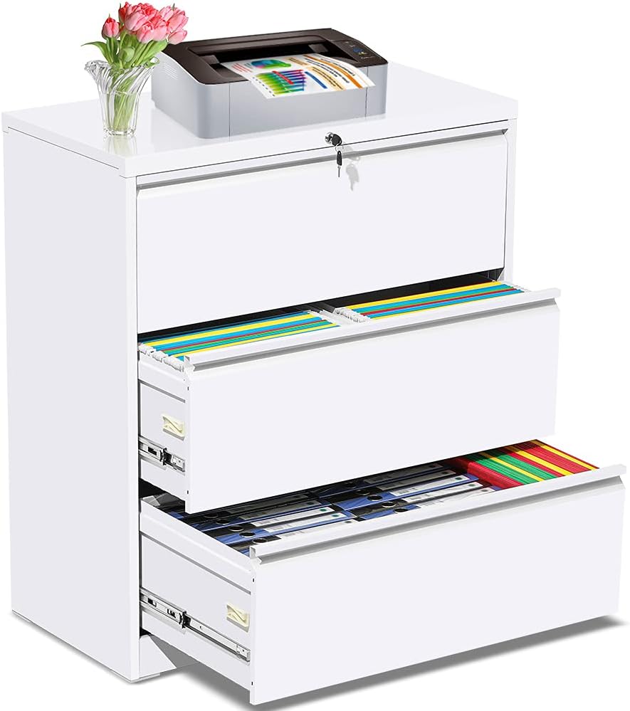 2 Drawer Black Metal Lateral File Cabinet with Lock I480