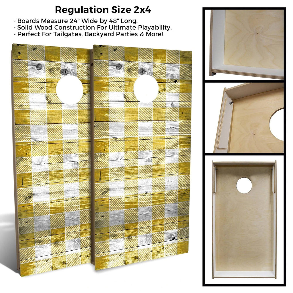 Yellow Checkered Cornhole Set with Carrying Case L882