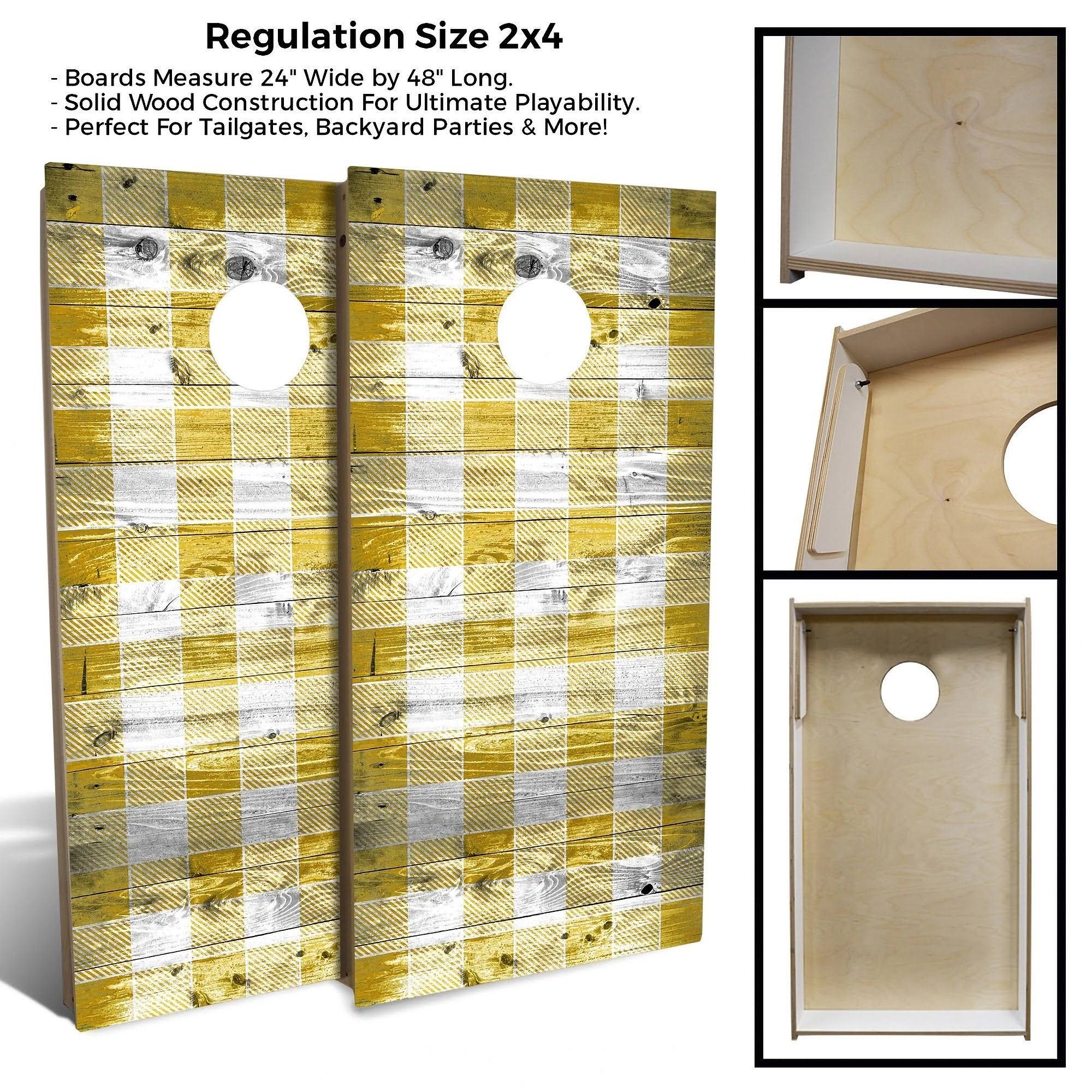 Yellow Checkered Cornhole Set with Carrying Case L882