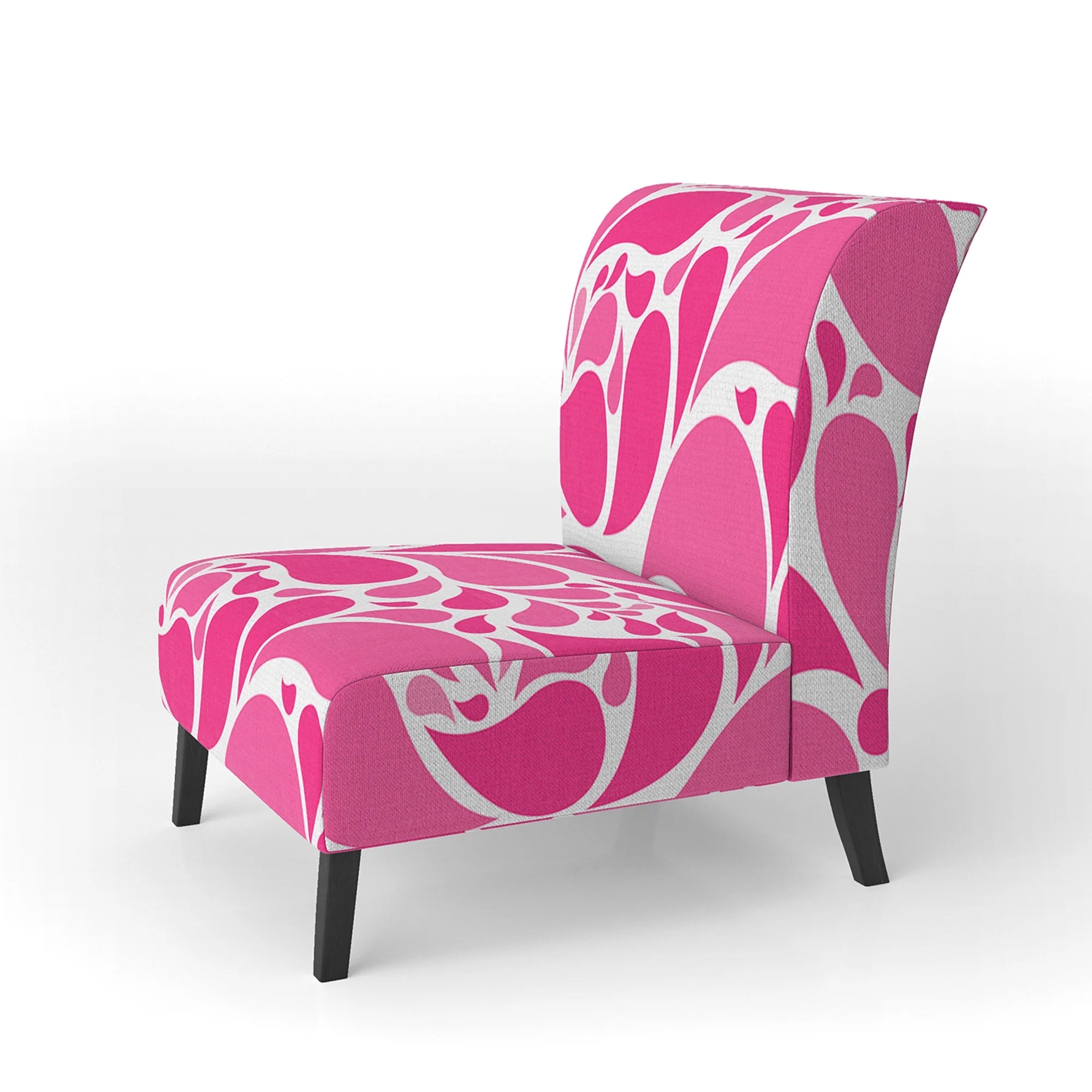 Pink Floral Paisley Upholstered Accent Chair J959