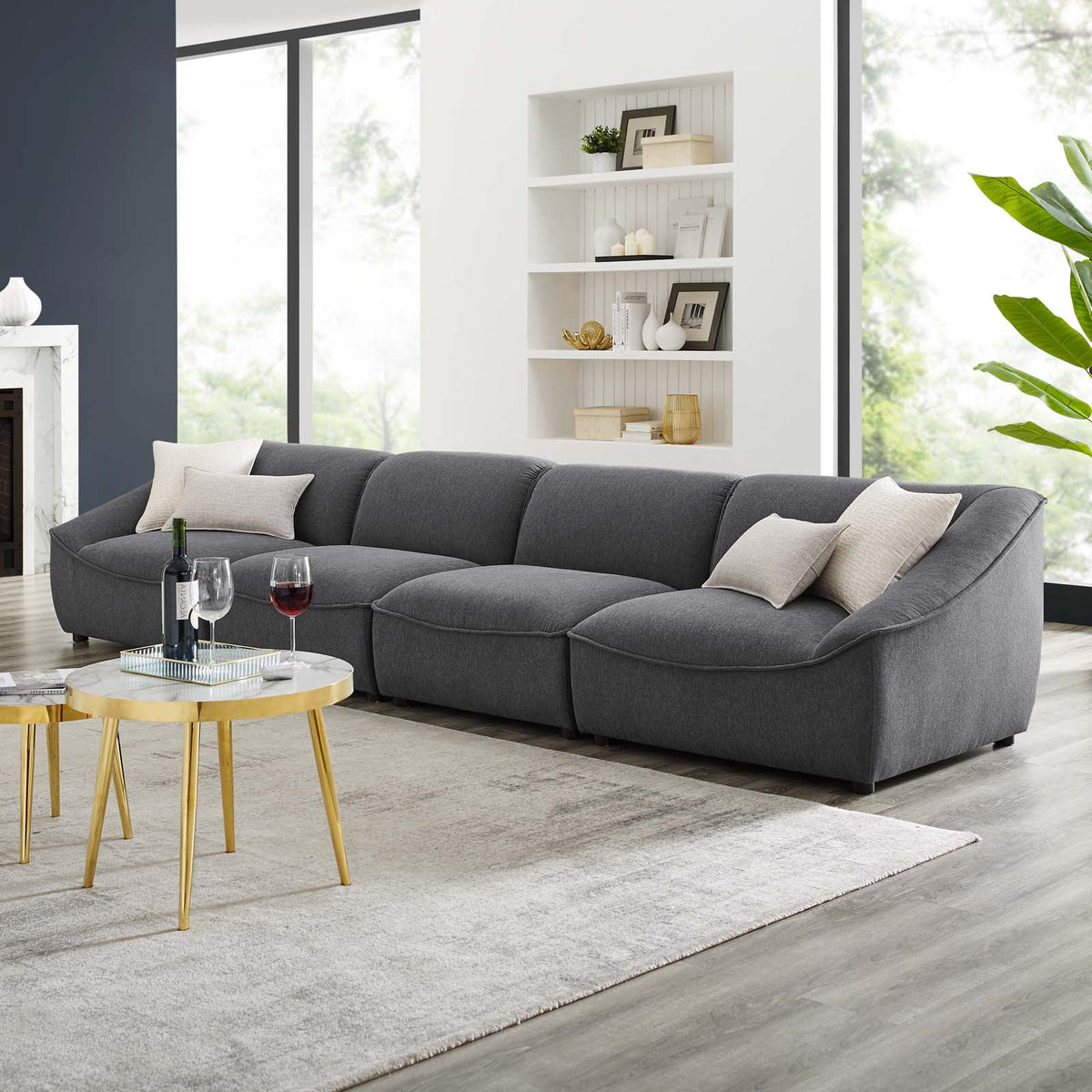 Dark Grey Fabric Sofa O543553