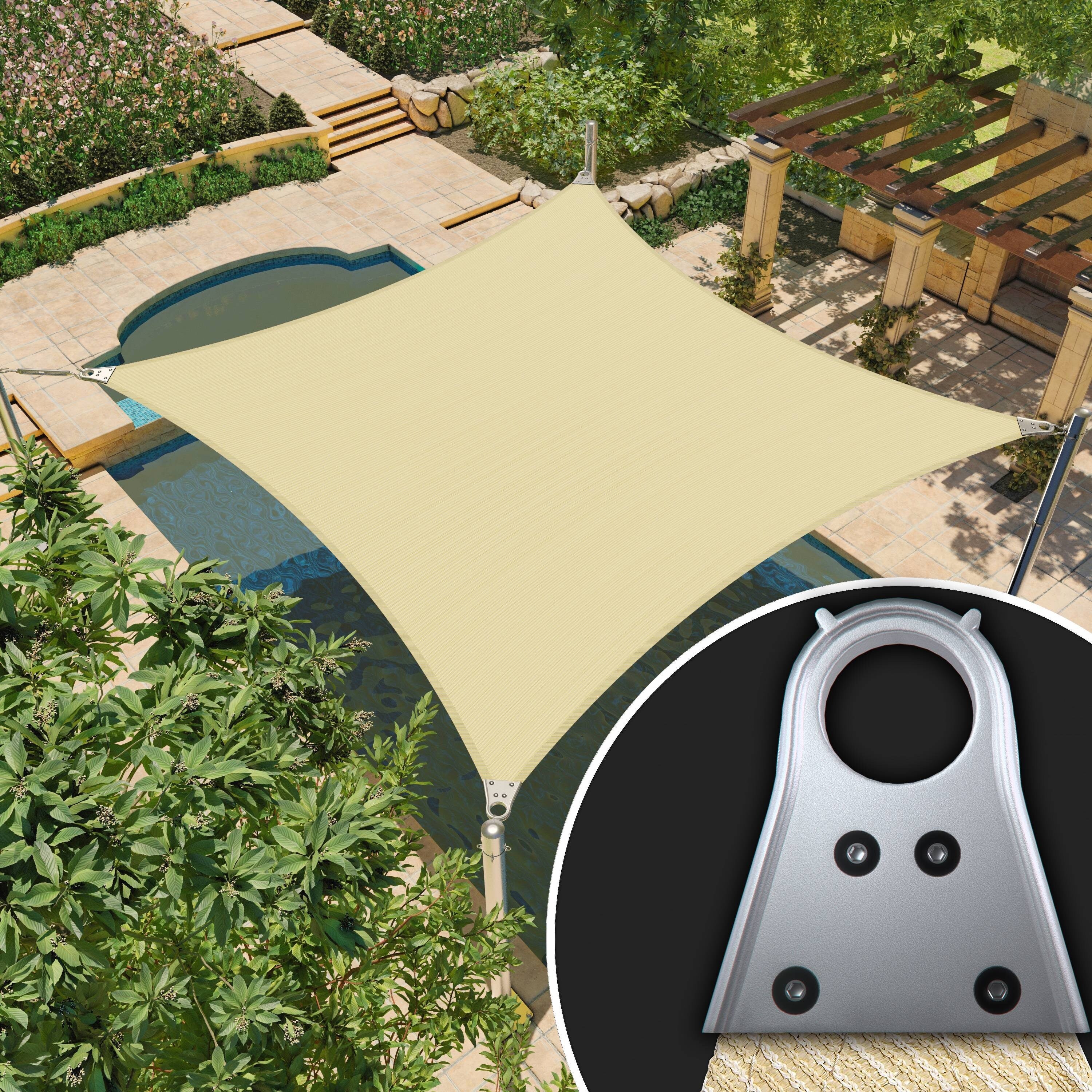 Beige 12' x 12' HDPE Mesh Sun Shade Sail Canopy G291