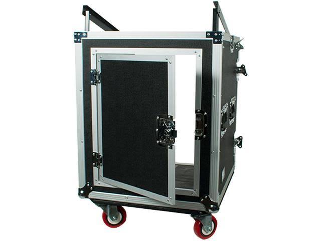 12 Space Rack Case with Slant Mixer Top and Casters A656