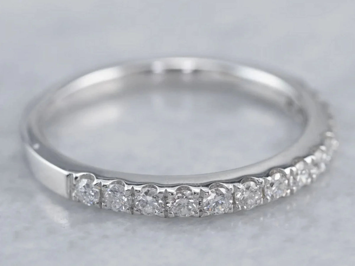 14k White Gold Half Eternity Band Ring G865605