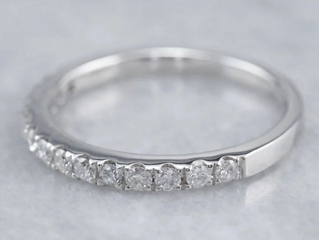14k White Gold Half Eternity Band Ring G865605
