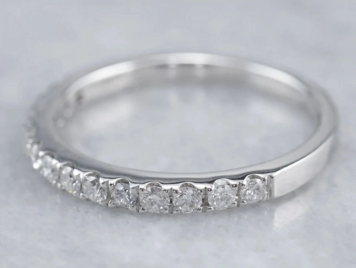 14k White Gold Half Eternity Band Ring G865605