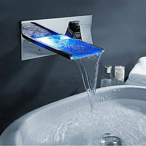 Chrome Finish LED Waterfall Bathroom Faucet O99204