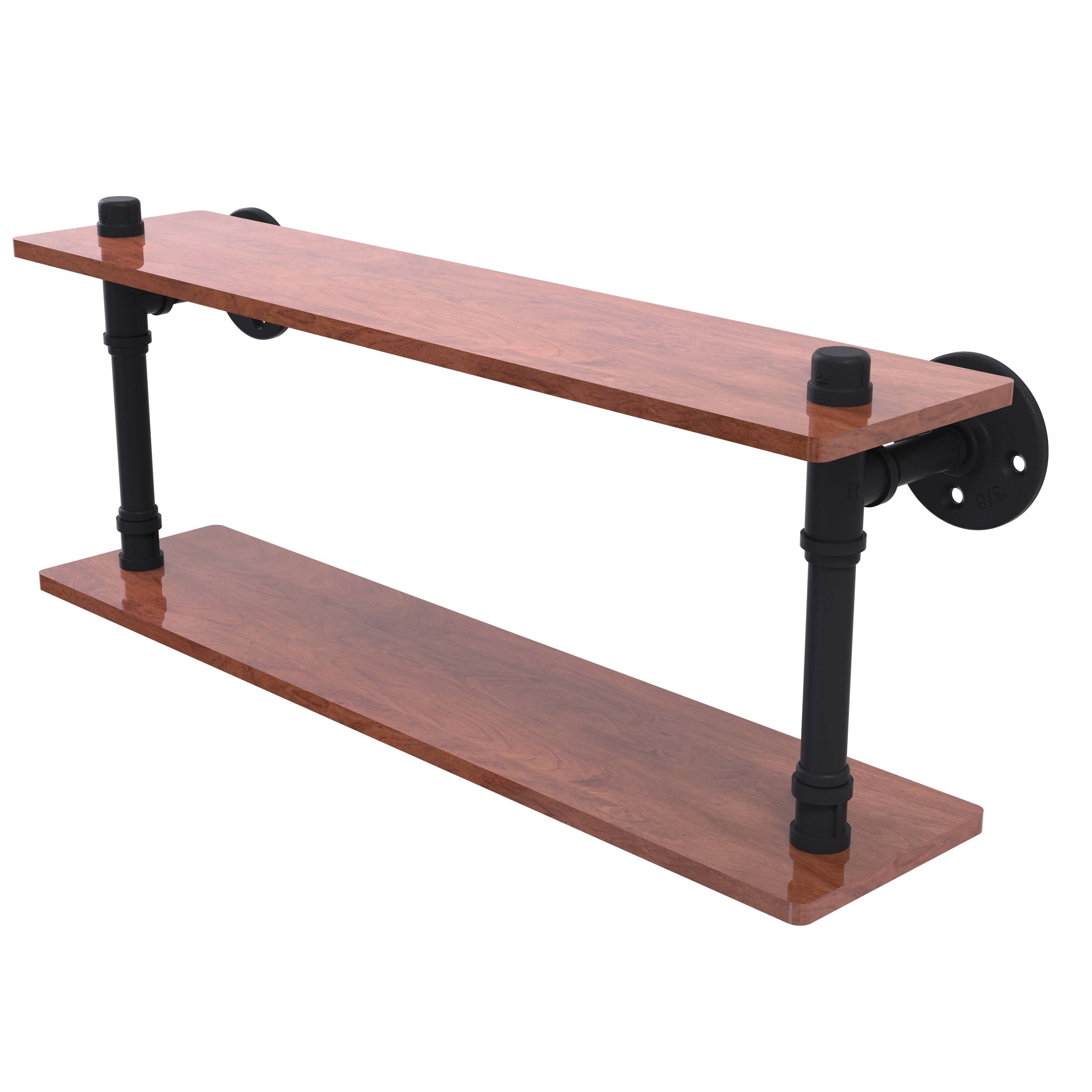 Matte Black Ironwood Double Shelf Q33552