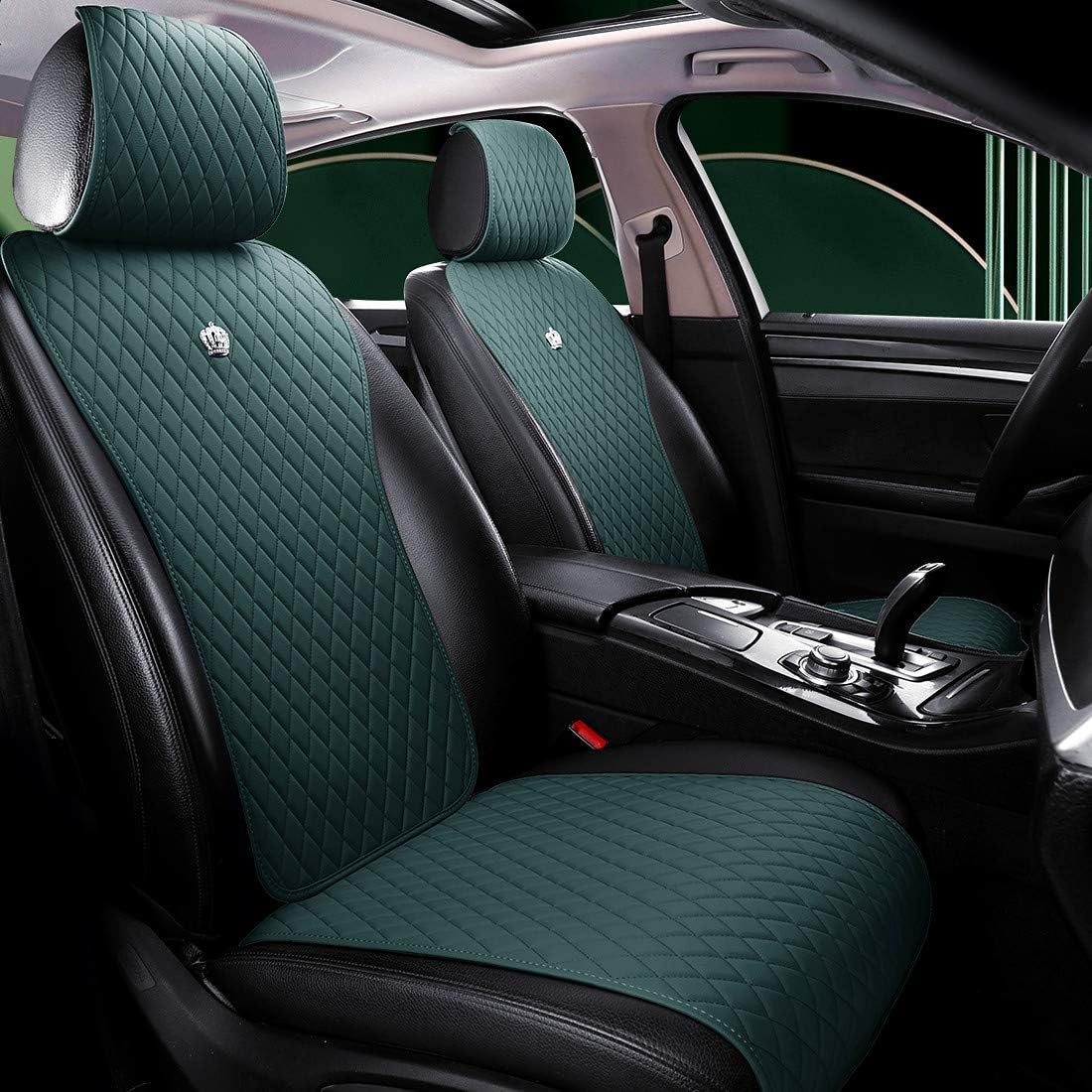 Gray Leather Universal Front and Rear Car Seat Covers 9PCS R880747
