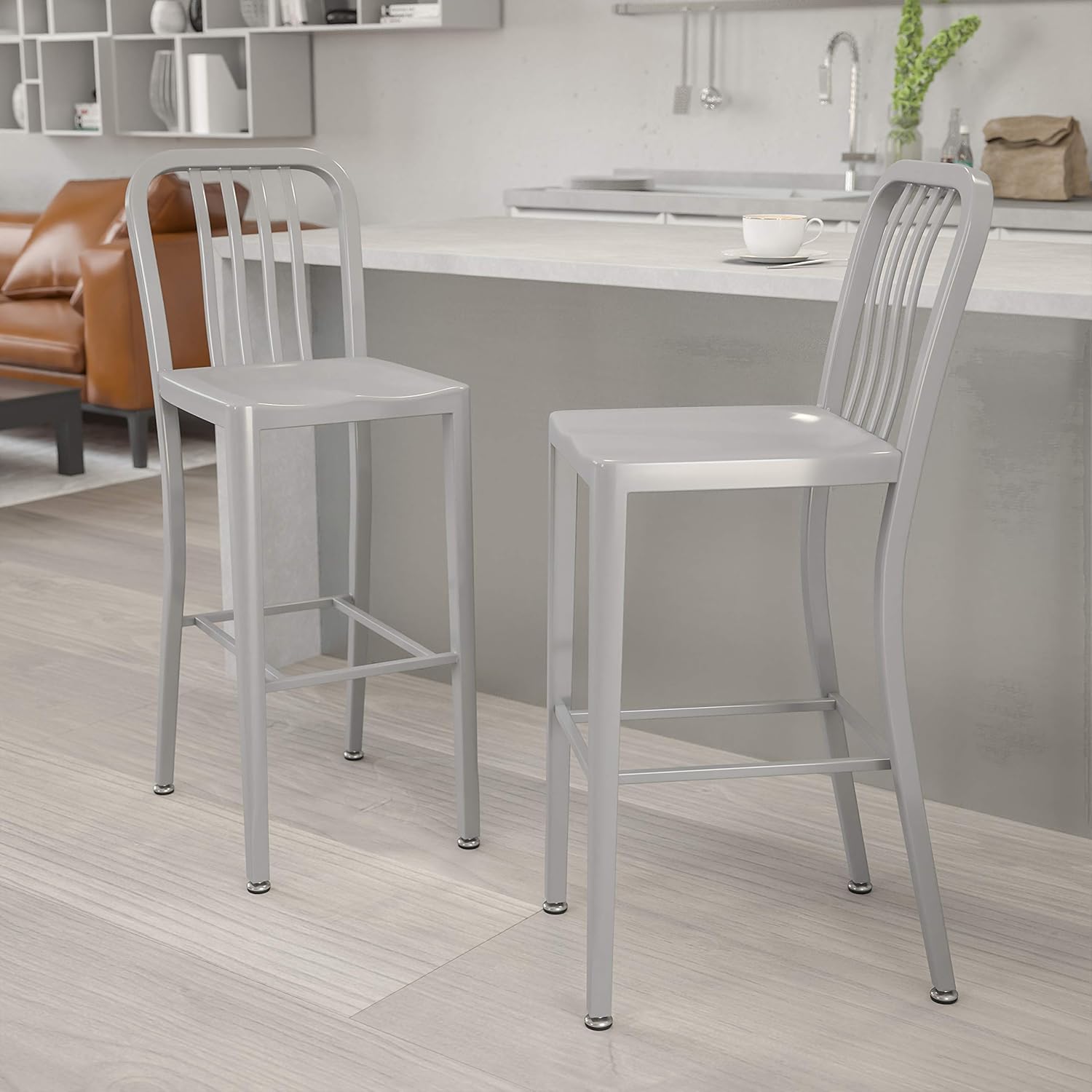 2 Pack 30 High Silver Metal Barstool K85141