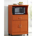 Mahogany Wood Finish Kitchen Cabinet Microwave Cart F4980