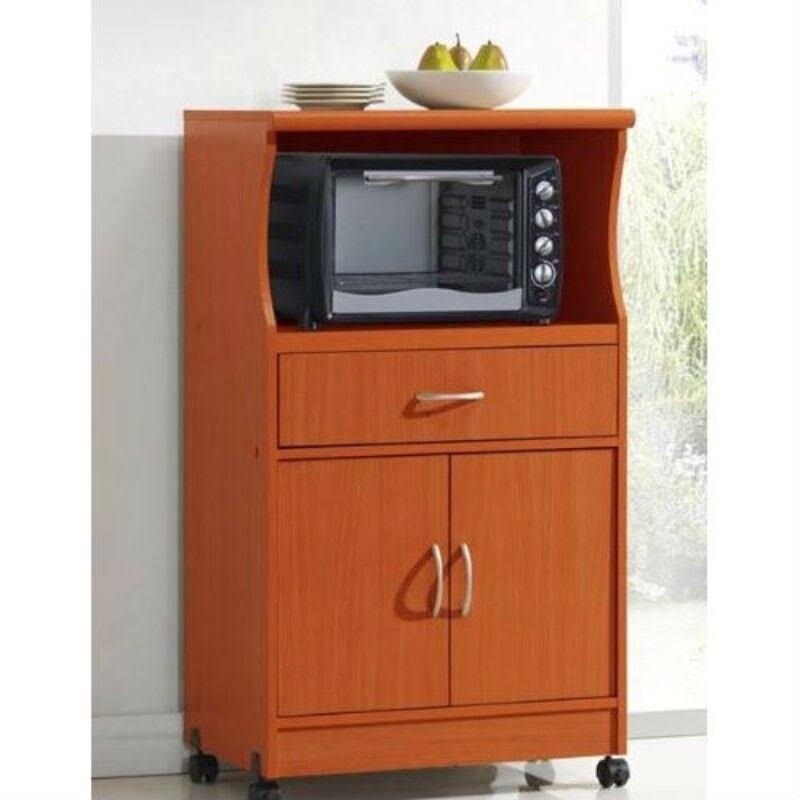 Mahogany Wood Finish Kitchen Cabinet Microwave Cart F4980