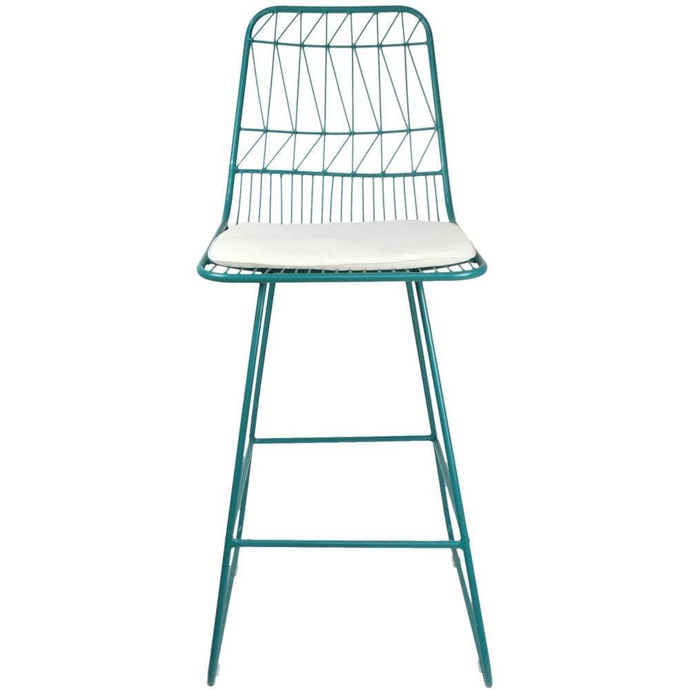 Teal Geometric Iron Cafe Stools (Set of 2) Z5889