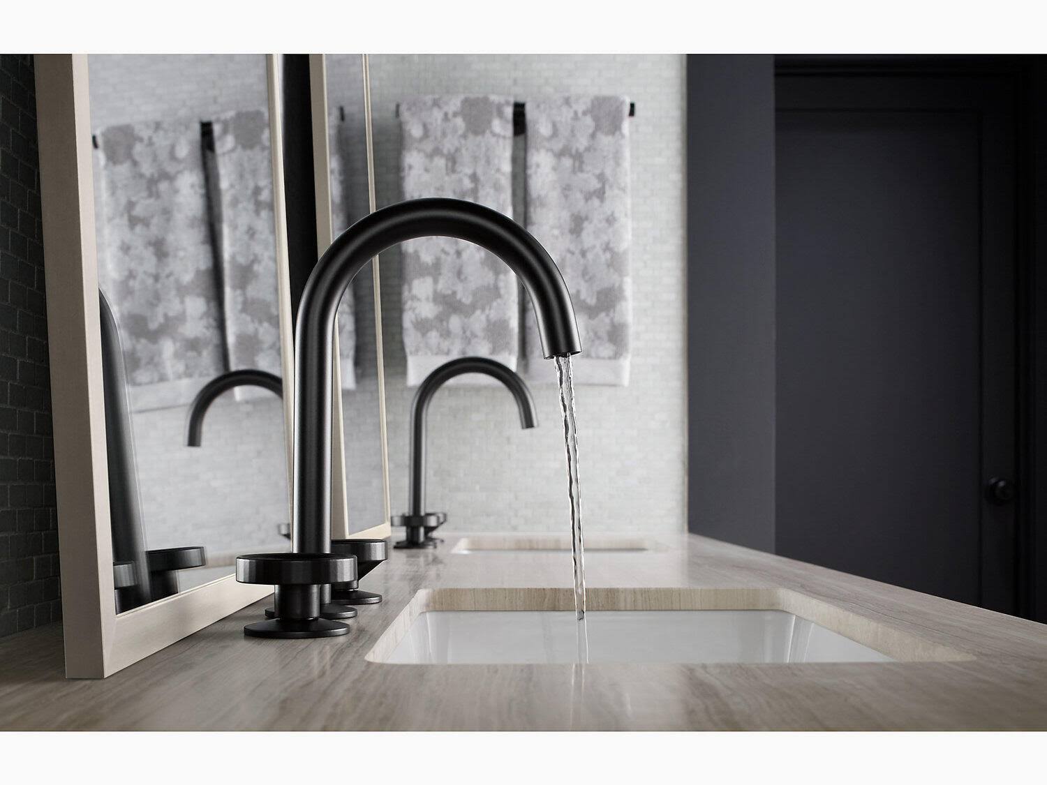 Bathroom Sink Spout with Tube Design Vibrant Titanium/Rose Gold O60309