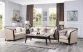 Beige Fabric Loveseat with 2 Pillows N8658