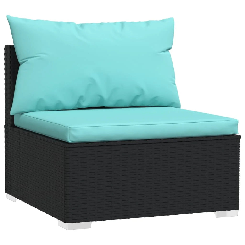 2 Piece Patio Furniture Set with Cushions Poly Rattan Black U32118