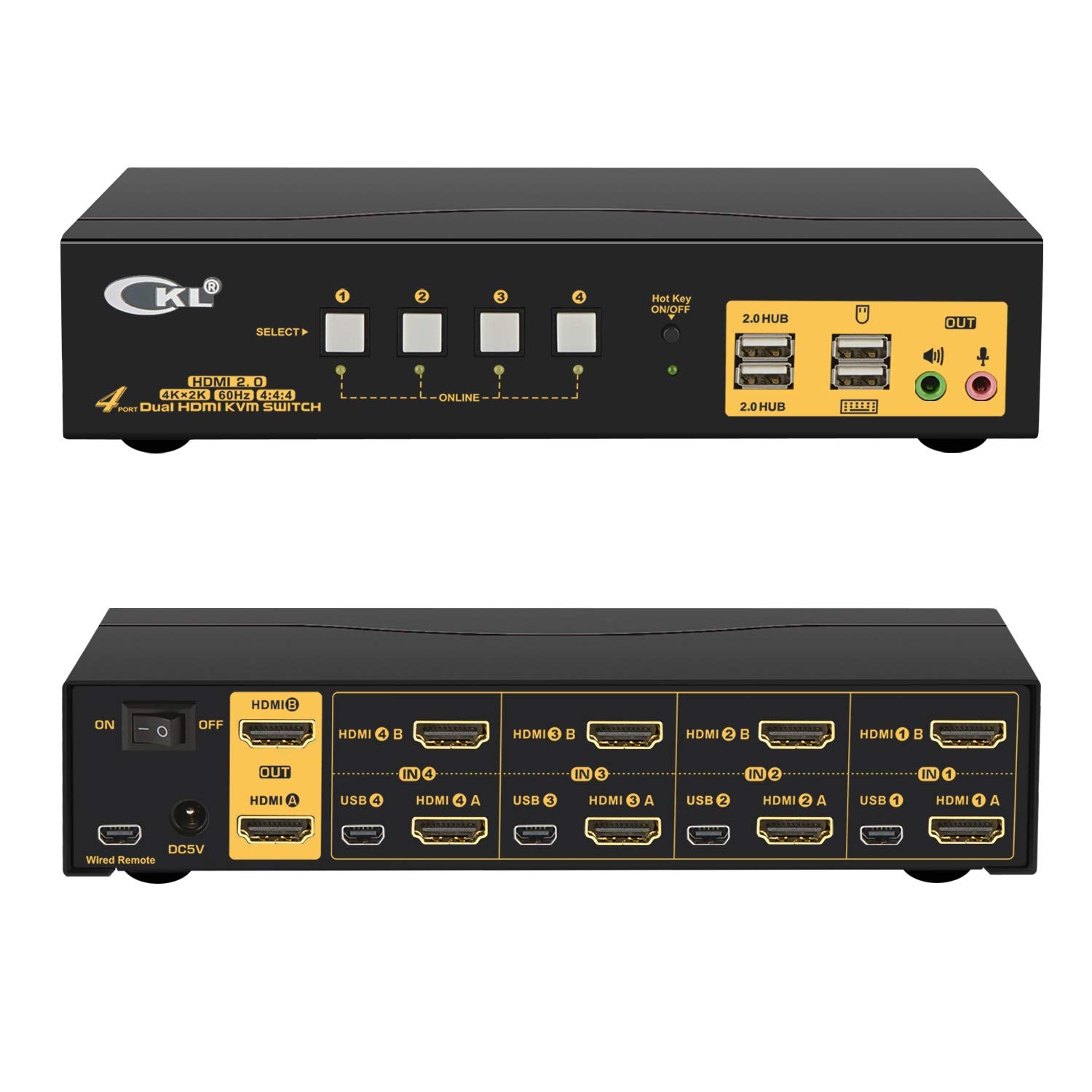 2 Port KVM Switch Dual Monitor HDMI 4K 60Hz with Cables Q262