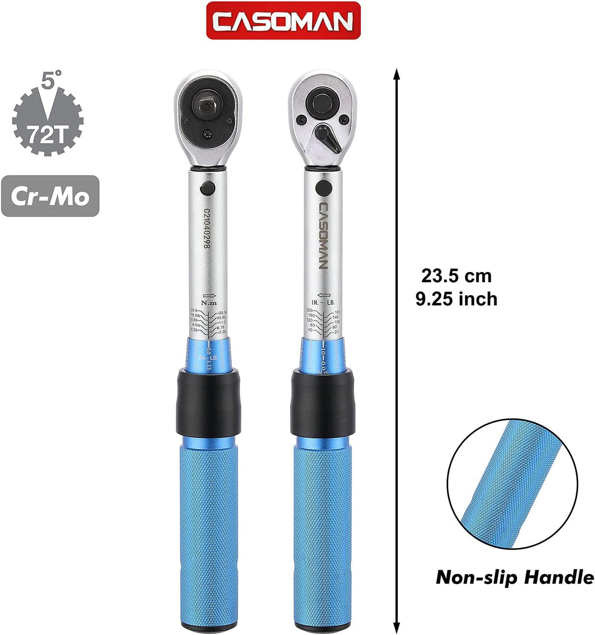 1/4-inch Drive Click Torque Wrench Set, Dual-Direction Adjustable, 90-Tooth, Pack of 2 D94778