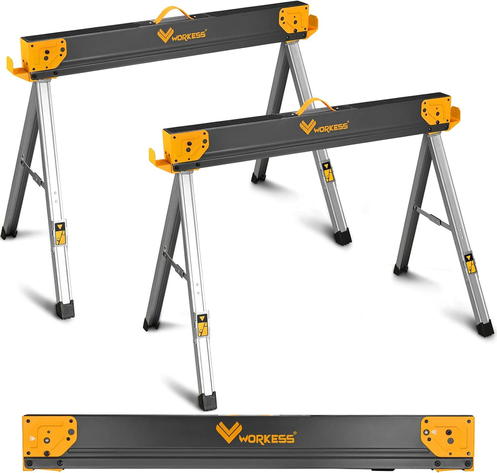 Sawhorse Portable Folding Workbench, 1300lbs Capacity 2 Positions, 2 Pack E235223