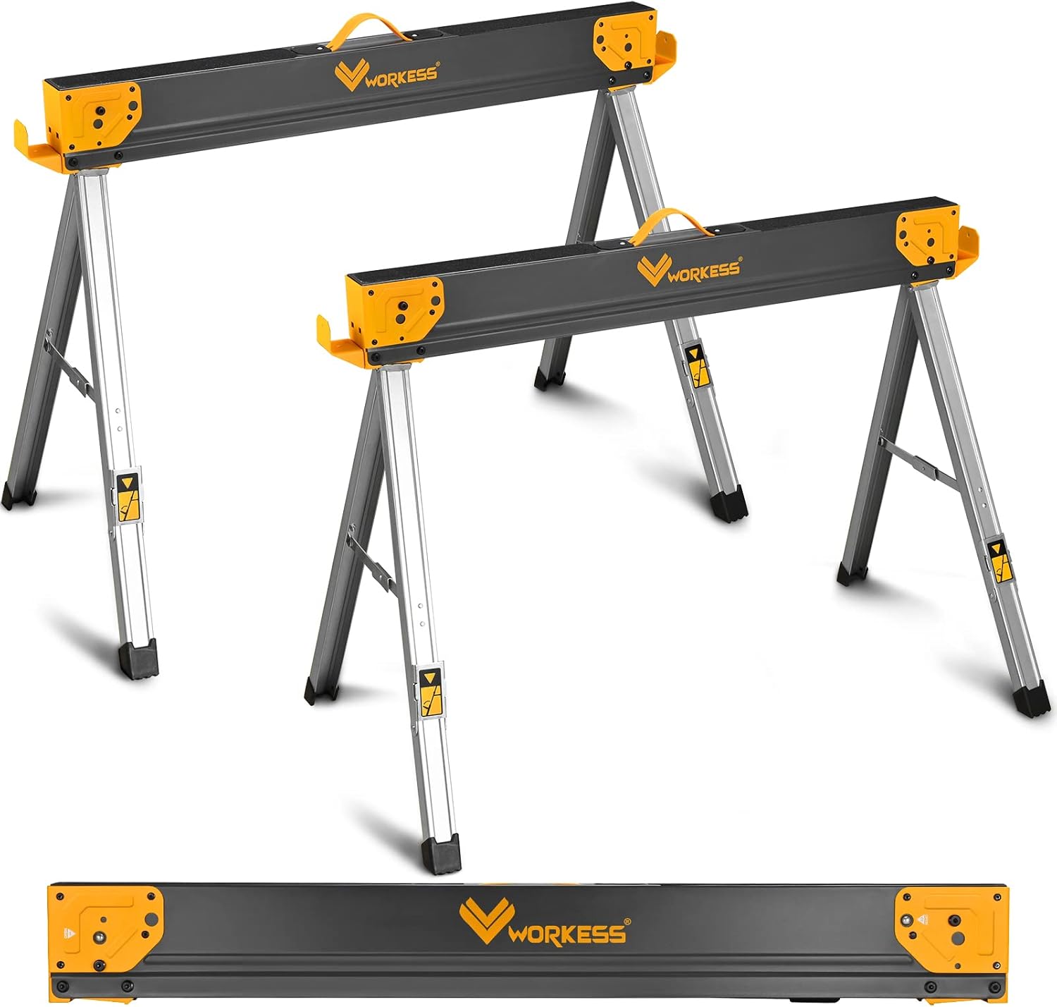 Sawhorse Portable Folding Workbench, 1300lbs Capacity 2 Positions, 2 Pack E235223
