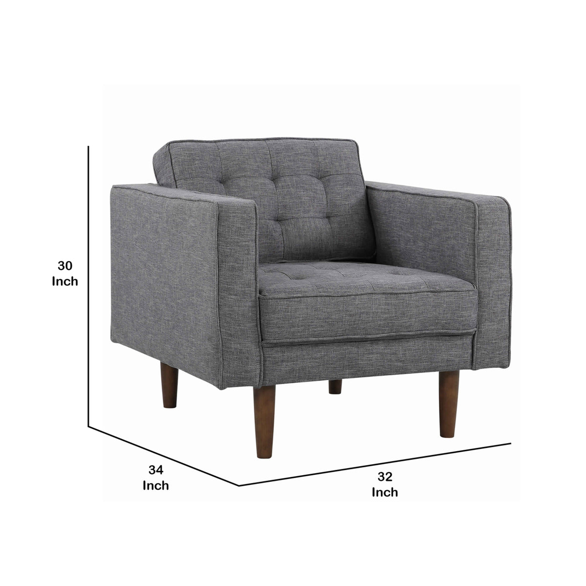 Gray Fabric Button Tufted Back Chair with Track Arms Y776106