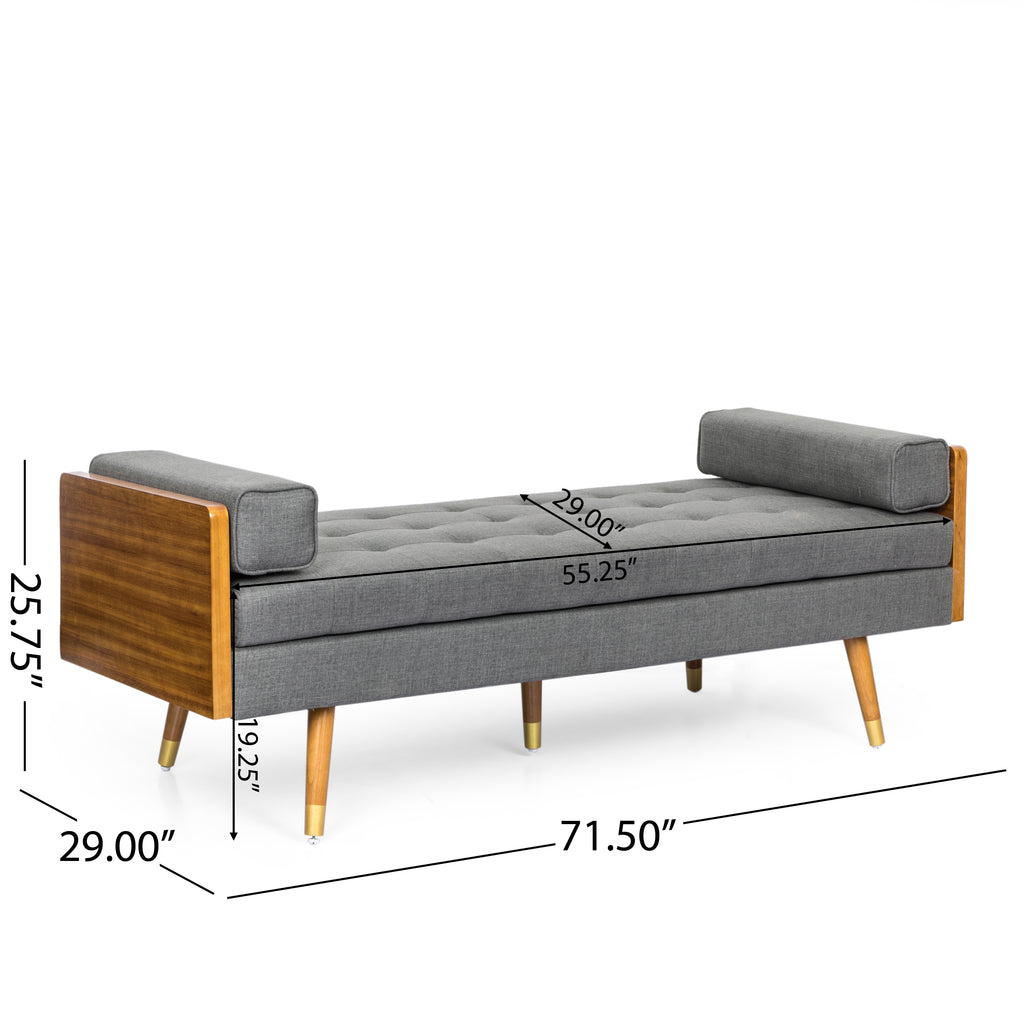 Gray Tufted Double End Chaise Lounge with Bolster Pillows E713331