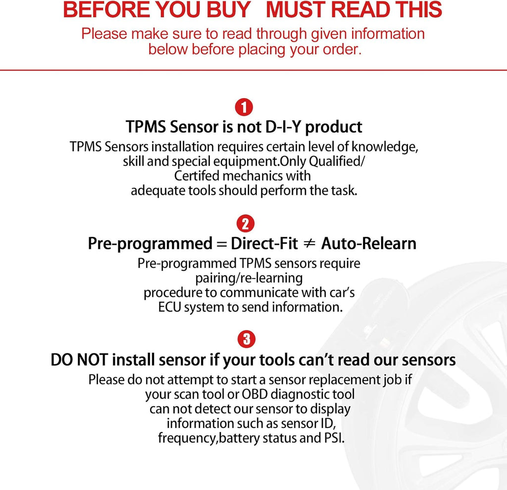TPMS Sensor 315Mhz Programmed Tire Pressure Sensor Pack of 2 C791191