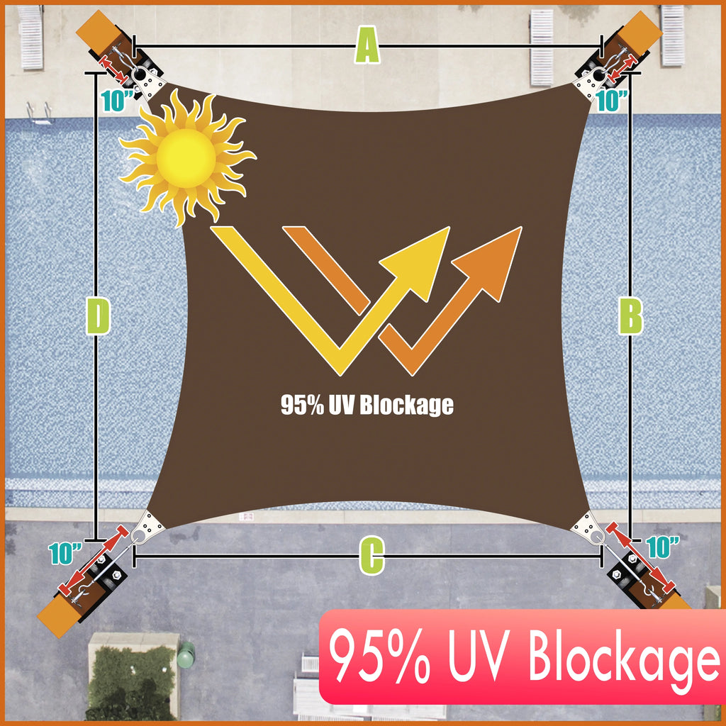 Brown Square Sun Shade Sail Canopy Structure R909043