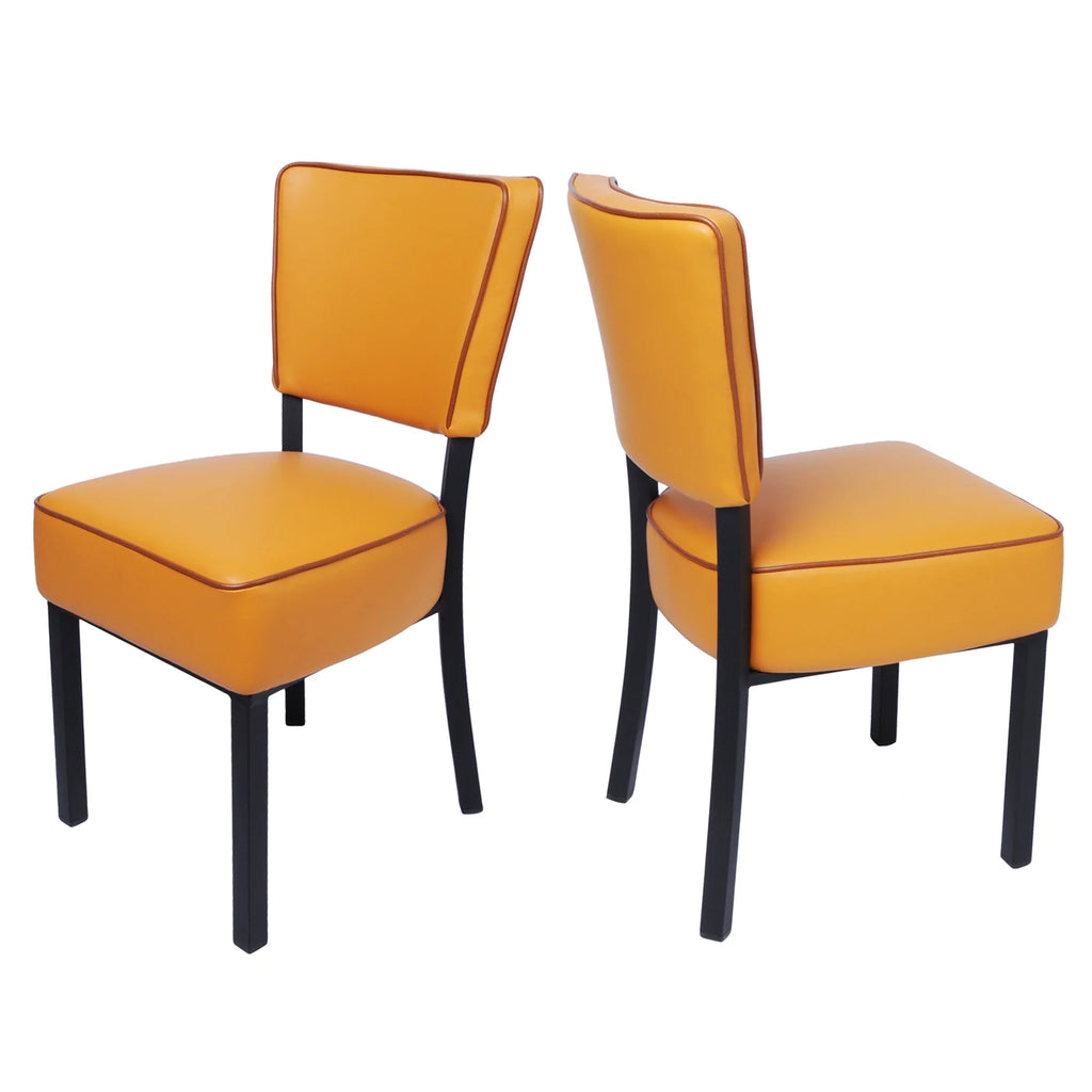 Orange Leather Side Chair Set of 2 O532477