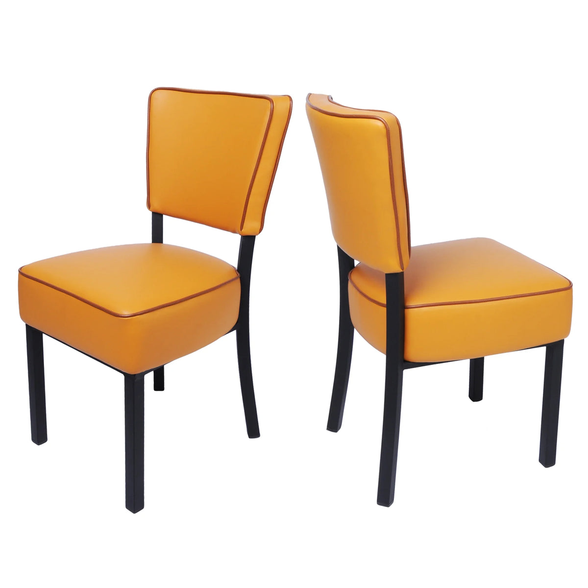 Orange Leather Side Chair Set of 2 O532477