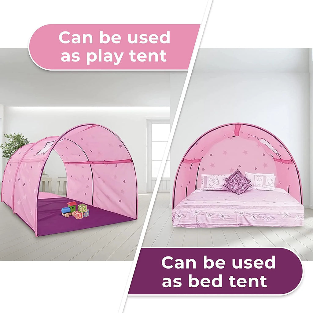 Pink Kids Bed Tent Canopy Sleeping Curtains 58'' x 35'' x 40''H O47426