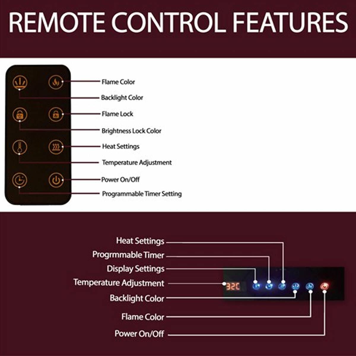 Black Wall-Mount Electric Fireplace K167
