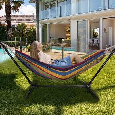 Rainbow Double Hammock with Steel Stand Z8160