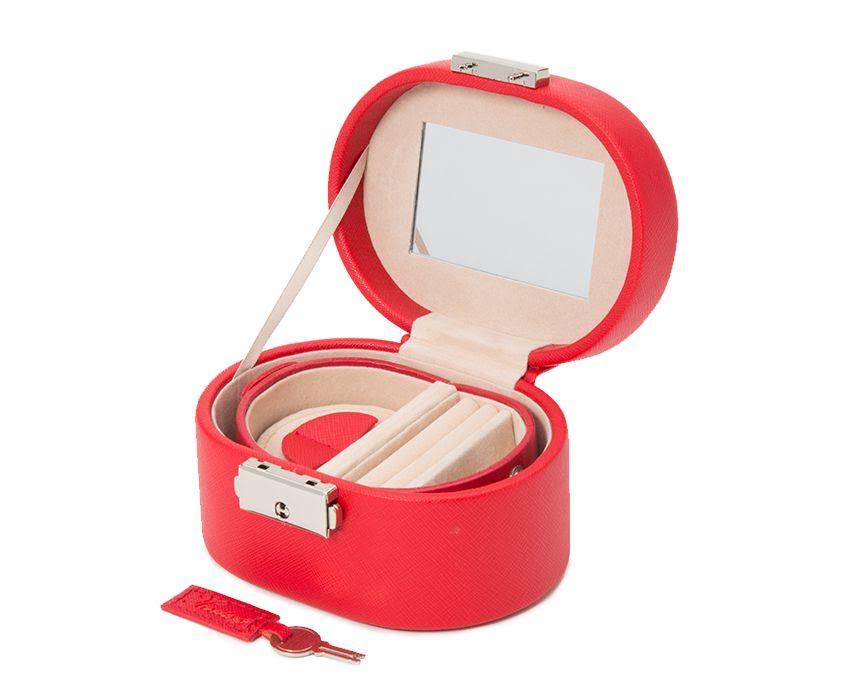 Red Saffiano Mini Oval Box A93797