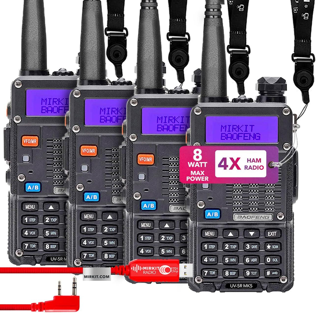 Baofeng Radio UV-5R MK5 8 Watt Max Power with Battery 3800 mAh, Handheld Speaker Mic, Programming Cable and Software L41736