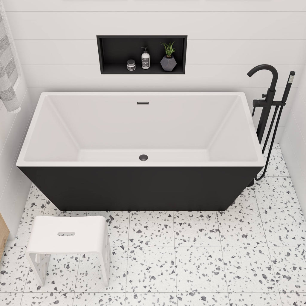 White Matte Bathroom Shower Stool C355251