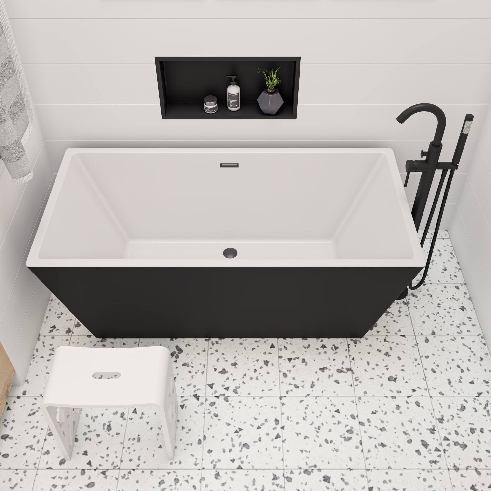 White Matte Bathroom Shower Stool C355251